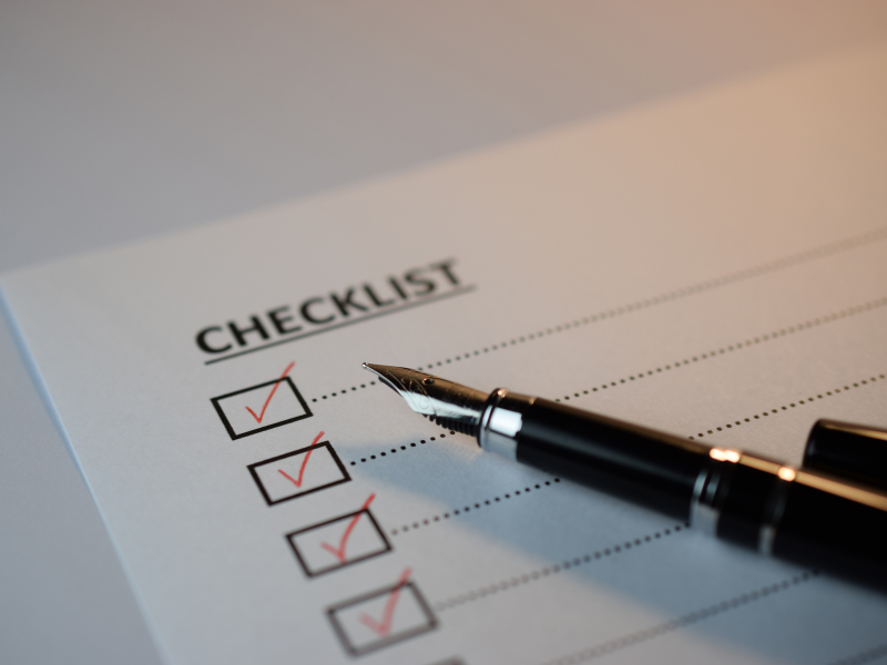 Checklist with pen