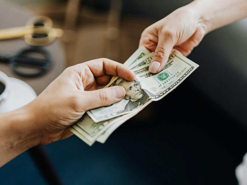 money changing hands